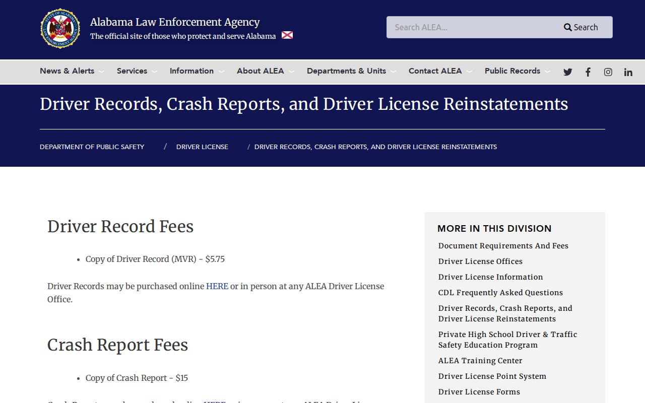 ALEA crash report access channel related to Clarke County incident records
