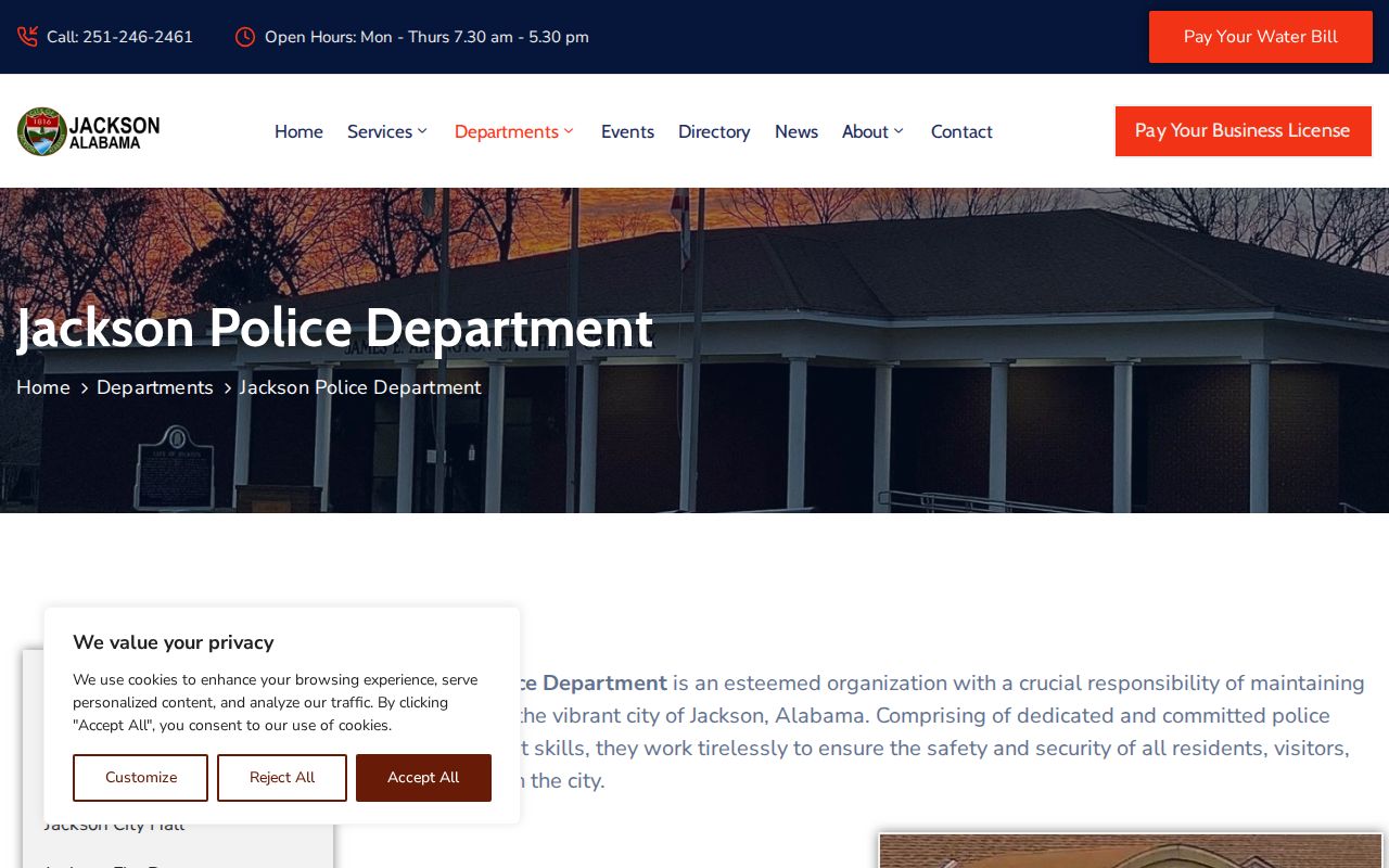 Jackson criminal history source at the Jackson Police Department