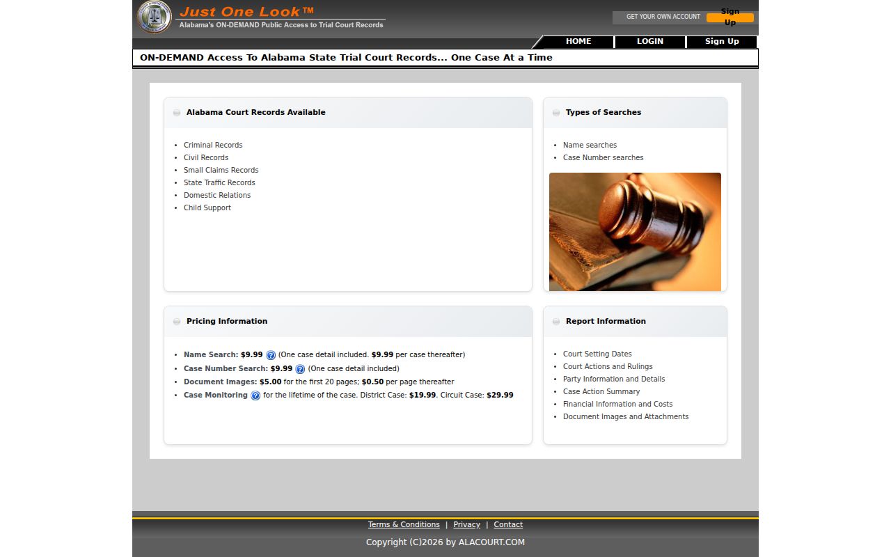 Clarke County criminal court records search interface in Just One Look