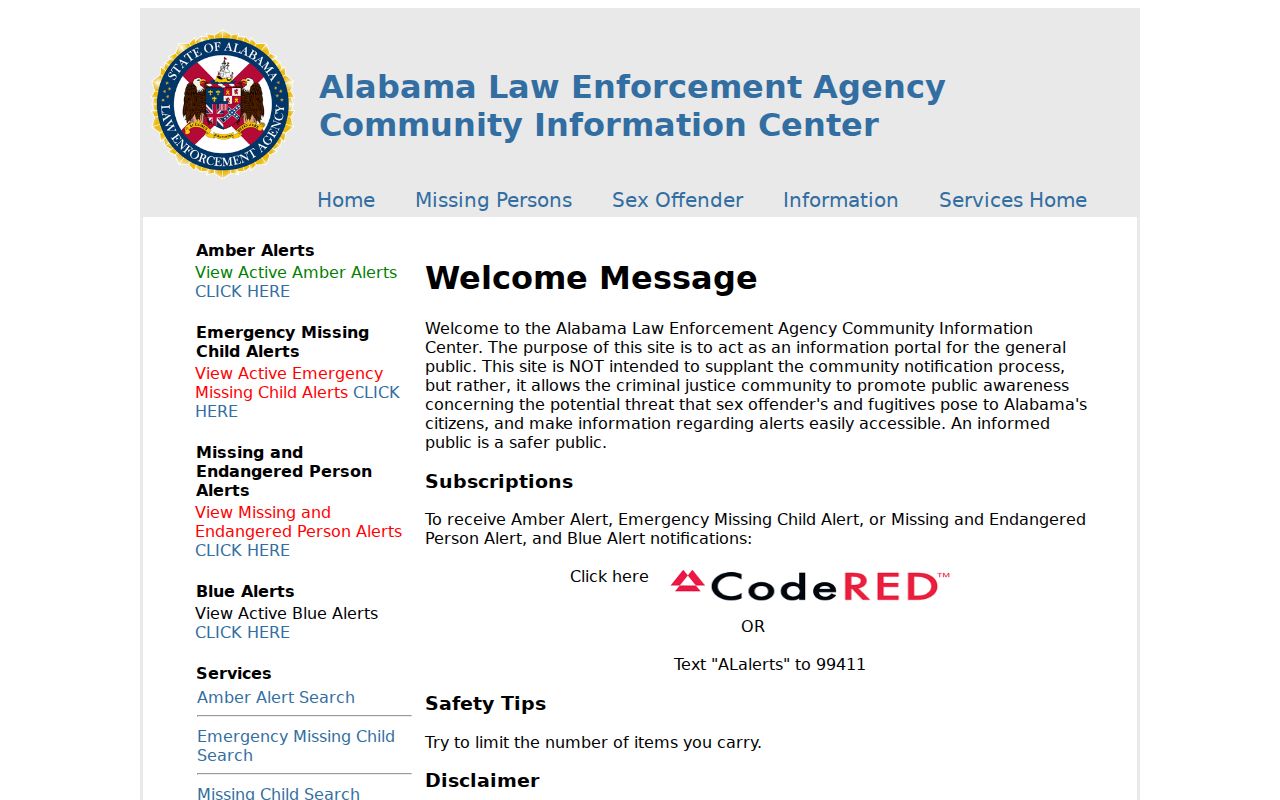 Clarke County sex offender check through the ALEA Community Information Center