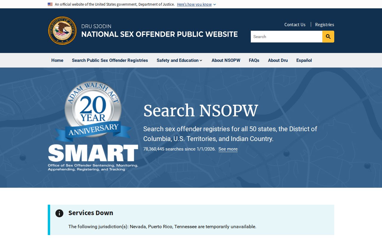 National sex offender registry search for a Clarke County check