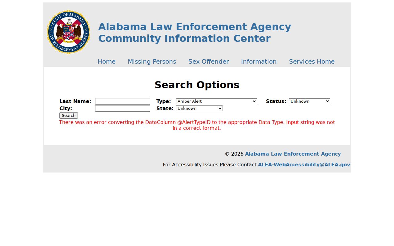 Clarke County sex offender registry search form fields